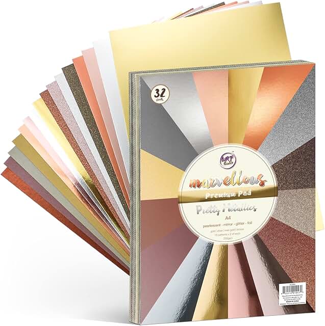 Metallic Thick Cardstock, 32 Sheets, 250 gsm for Crafts