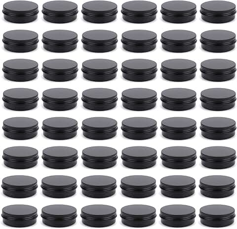 48 Pack 2 oz Round Lip Balm Tin Cans with Screw Lids