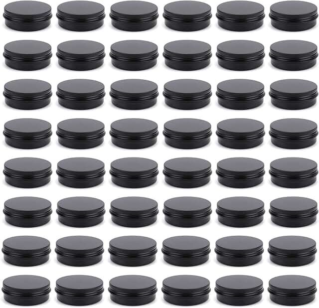 48 Pack 2 oz Round Lip Balm Tin Cans with Screw Lids