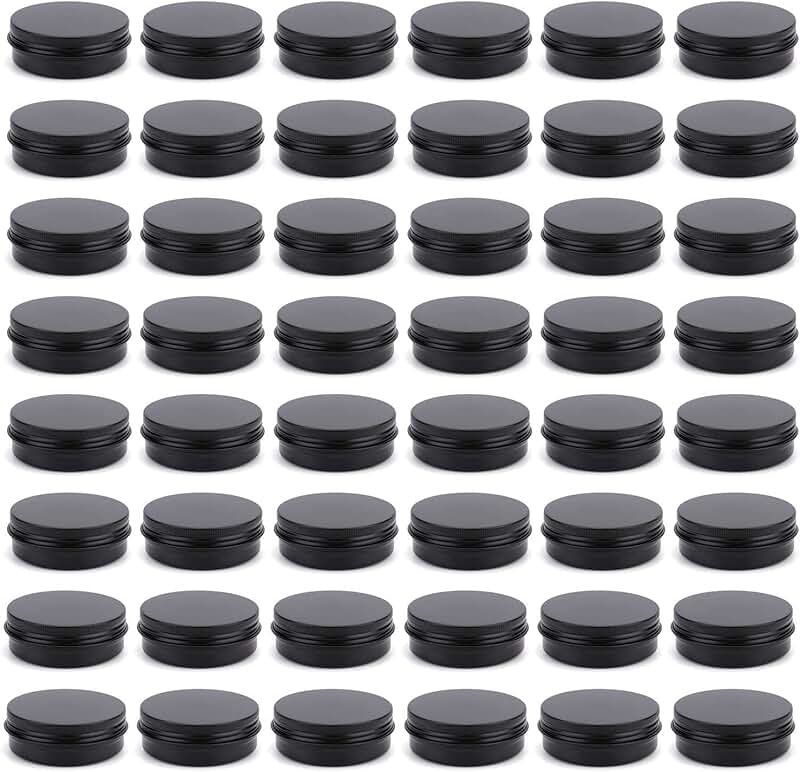 48 Pack 2 oz Round Lip Balm Tin Cans with Screw Lids