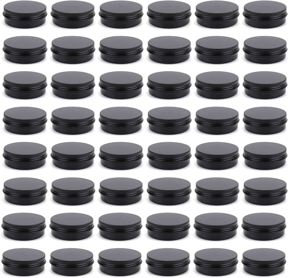 48 Pack 2 oz Round Lip Balm Tin Cans with Screw Lids