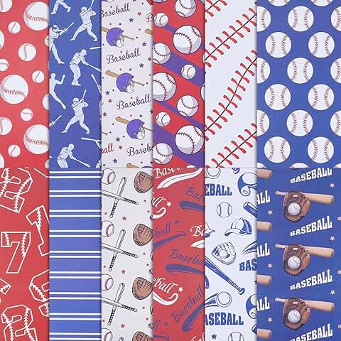 24-Piece Double-Sided Baseball Scrapbook Paper Set