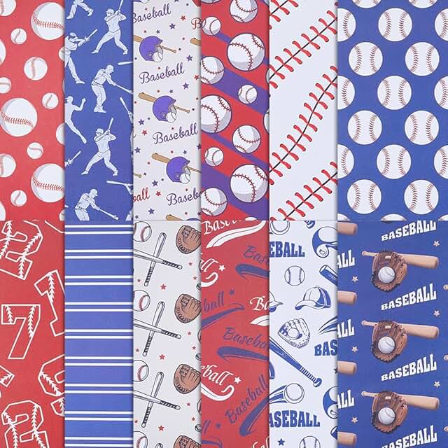 24-Piece Double-Sided Baseball Scrapbook Paper Set