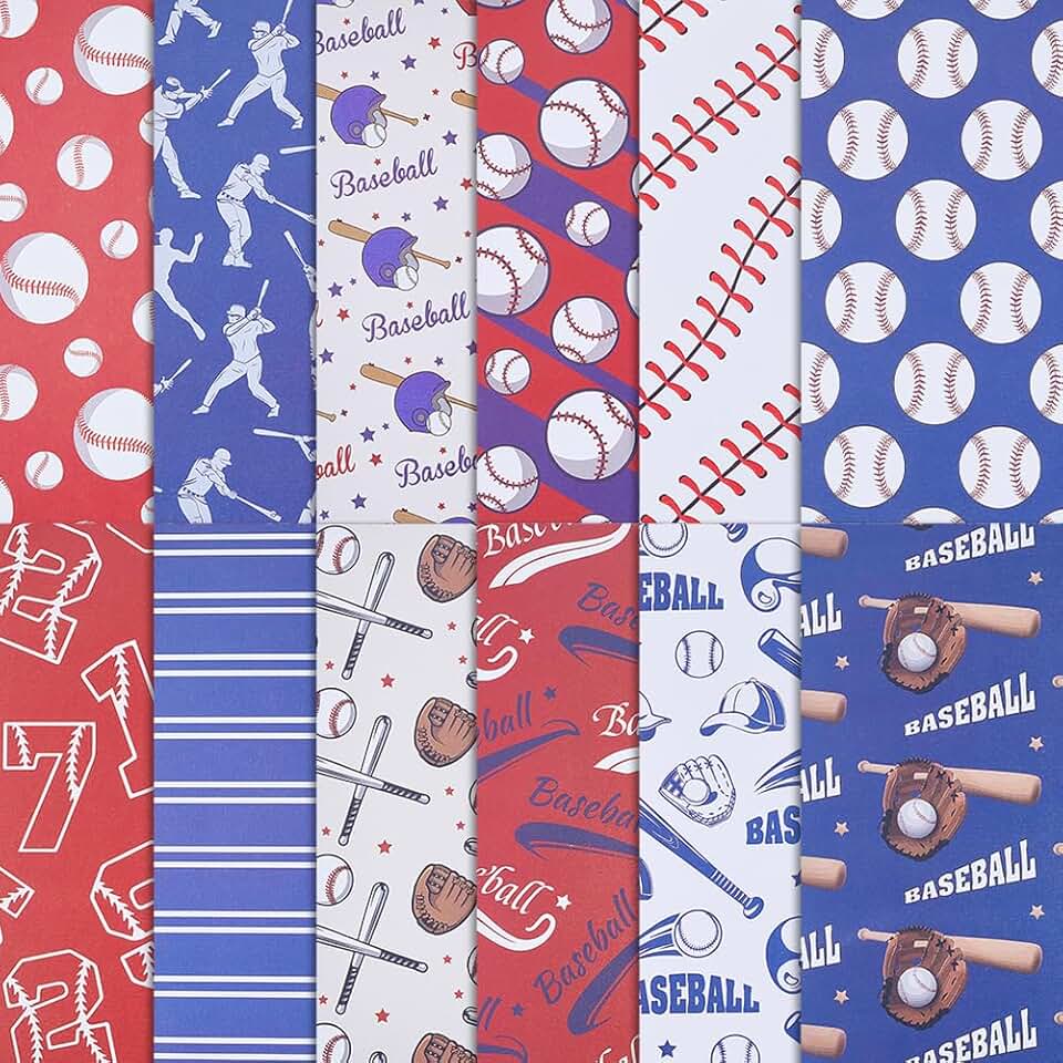 24-Piece Double-Sided Baseball Scrapbook Paper Set