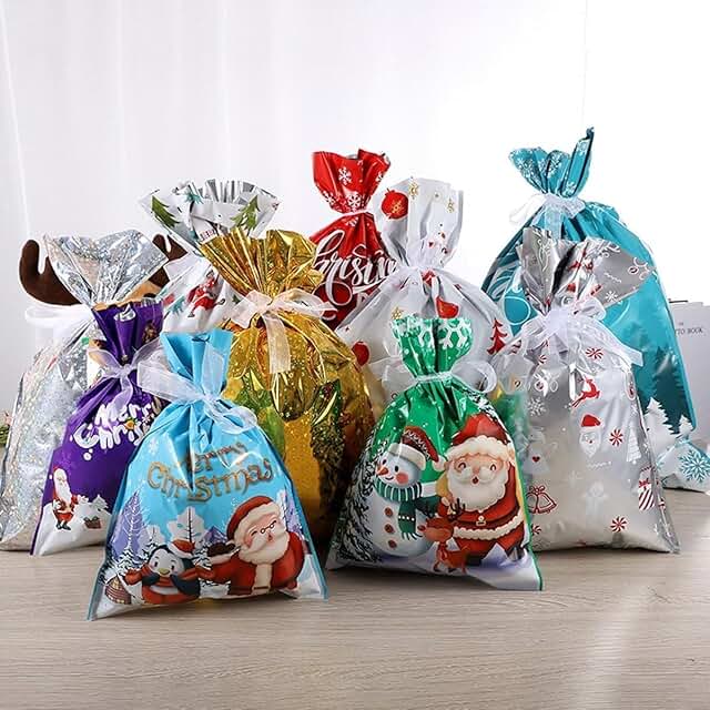 Christmas Gift Bags with Greeting Card, Assorted Sizes