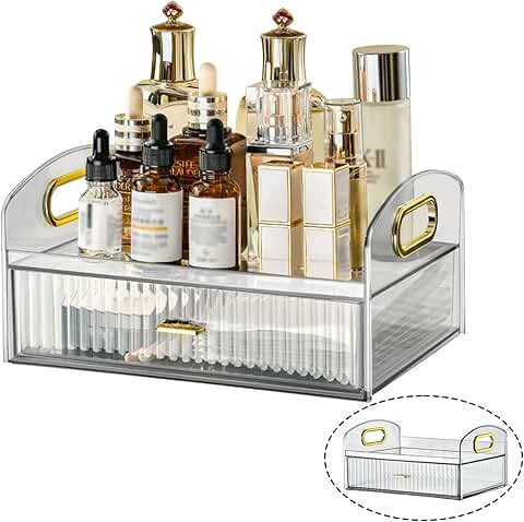 Vintage striped acrylic makeup and jewelry organizer