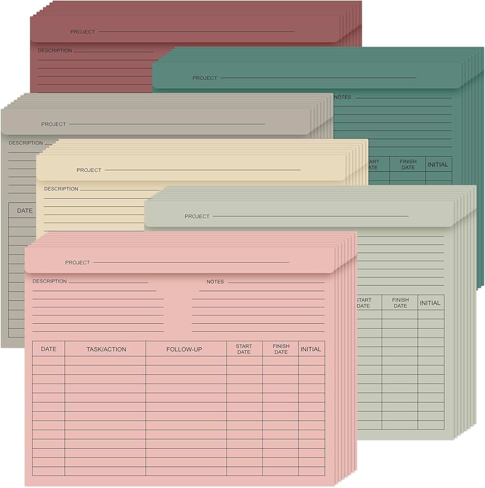 48 Colored Lined File Folders with Note Tabs