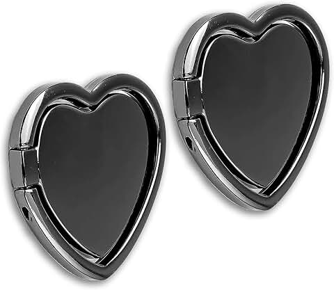 Heart-Shaped Glossy Phone Ring Holder with 360° Rotation