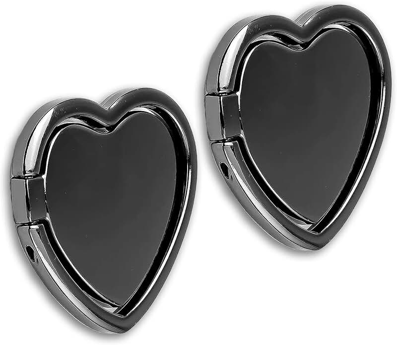 Heart-Shaped Glossy Phone Ring Holder with 360° Rotation