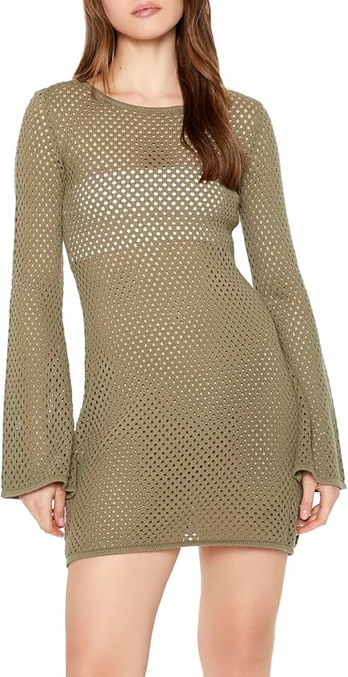 Women's Sheer Crochet Mini Dress