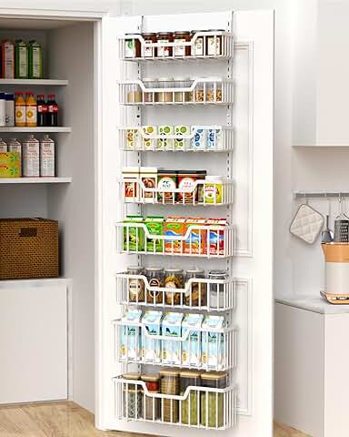 8-Tier Over Door Pantry Organizer with Adjustable Baskets