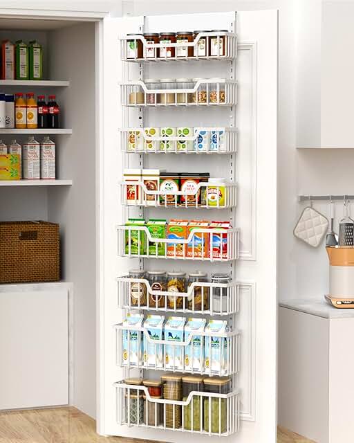 8-Tier Over Door Pantry Organizer with Adjustable Baskets