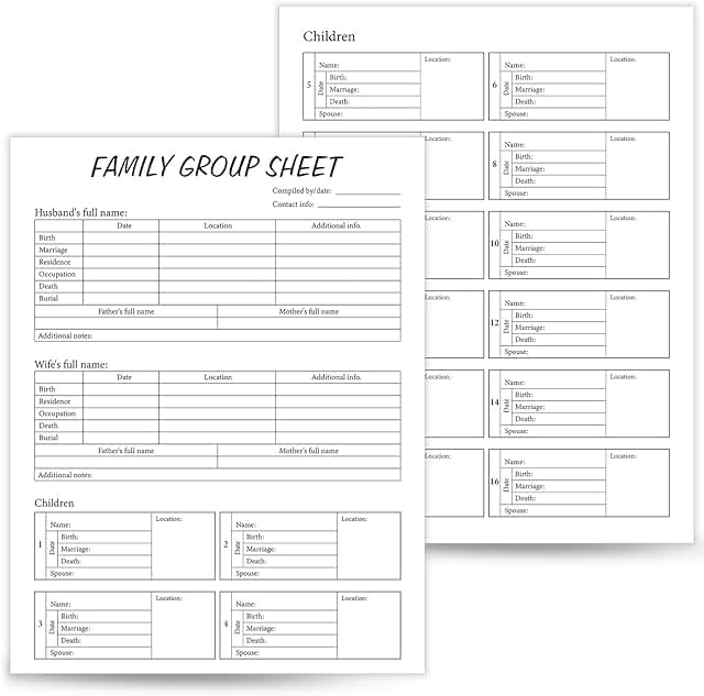 50 Sheets Double-Sided Family Tree Charts for Research