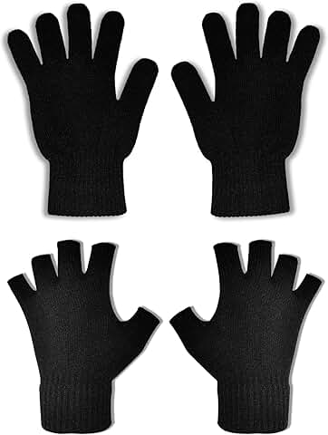 Winter Knit Gloves for Men and Women, 2 Pairs