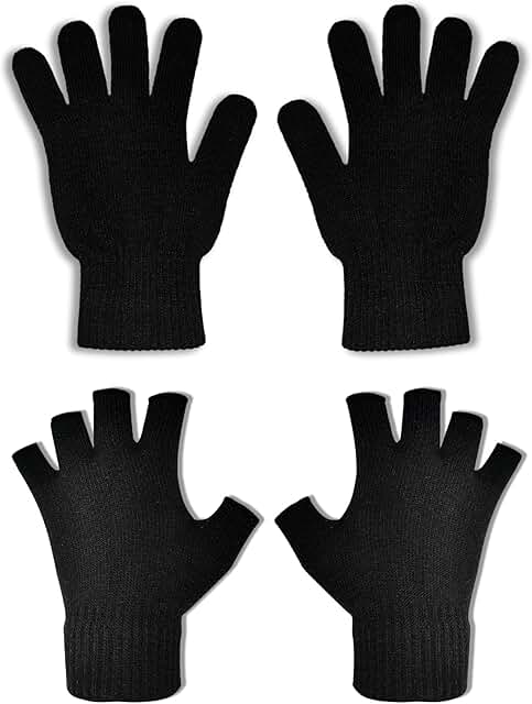 Winter Knit Gloves for Men and Women, 2 Pairs