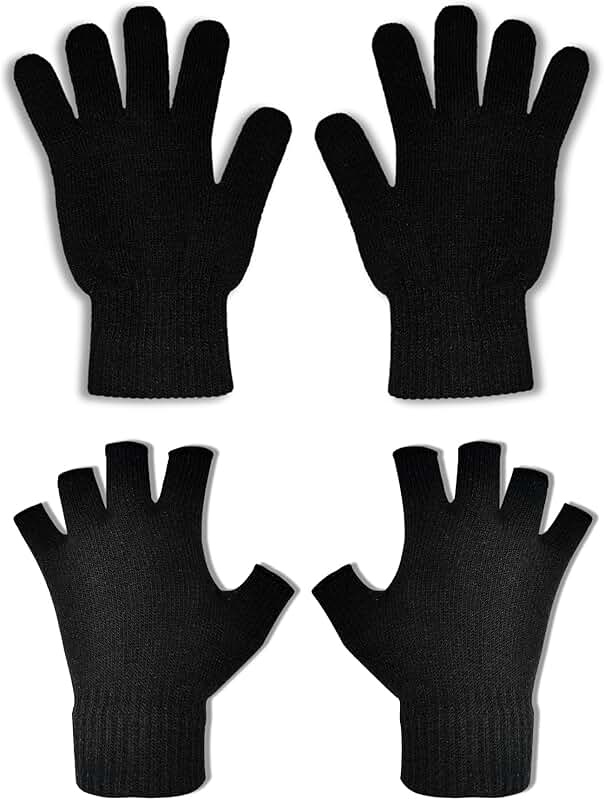Winter Knit Gloves for Men and Women, 2 Pairs