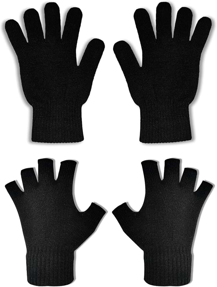 Winter Knit Gloves for Men and Women, 2 Pairs