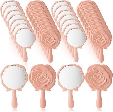 36-Piece Pink Rose Handheld Compact Makeup Mirrors