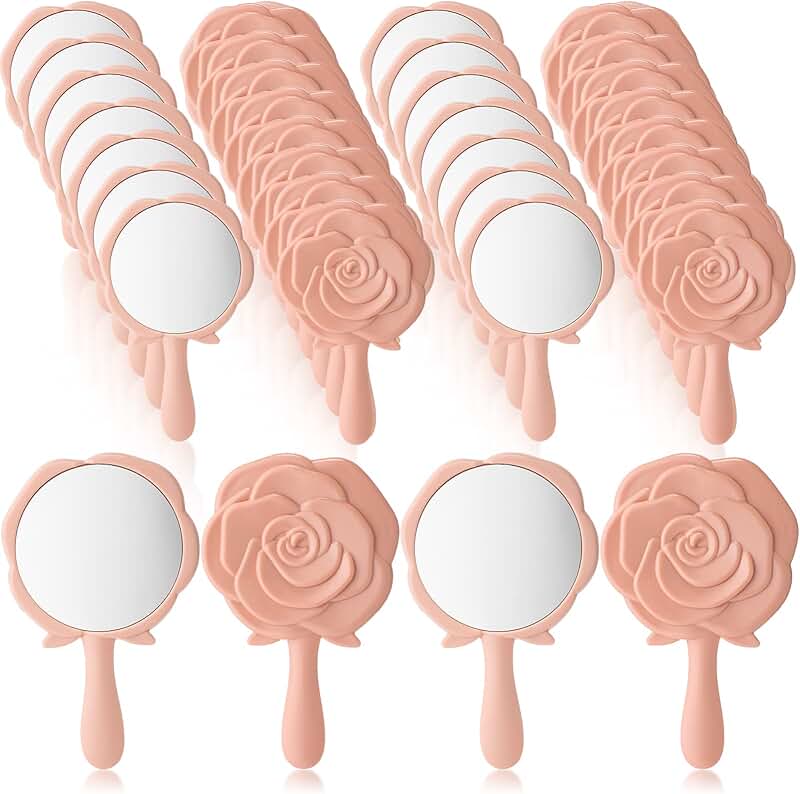 36-Piece Pink Rose Handheld Compact Makeup Mirrors