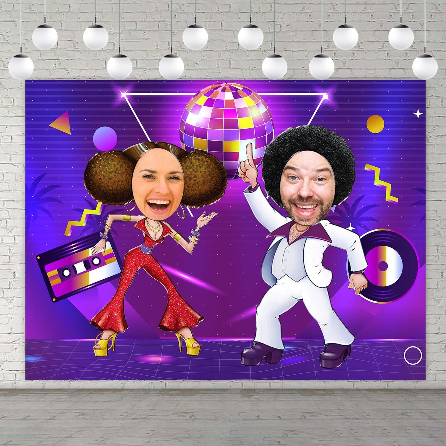 Disco Fever Party Backdrop - Retro Disco Ball Theme Decor for 70s Night Club Neon Dance Party! Perfect for 1st Birthday & Pretend Play Games!