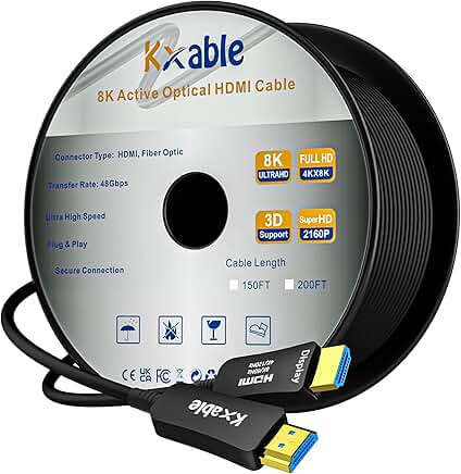 8K HDMI Fiber Optic Cable 150FT Ultra High Speed