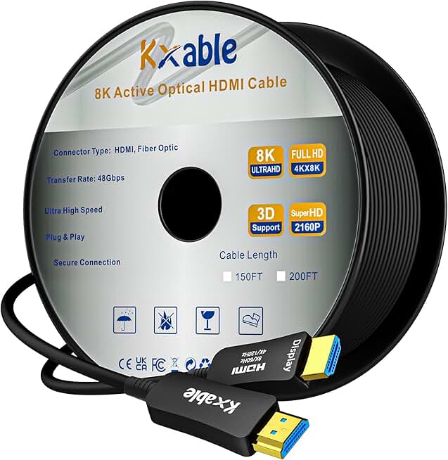 8K HDMI Fiber Optic Cable 150FT Ultra High Speed