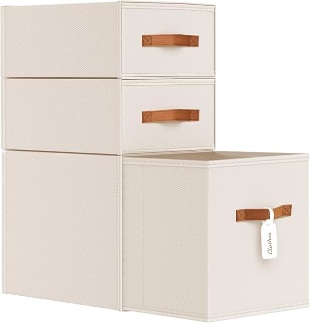 Fabric Stackable Closet Storage Bins with Labels