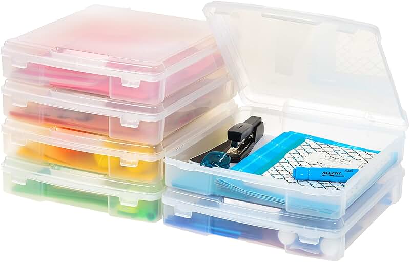 6-Pack Clear 12x12 Plastic Storage Cases with Handles
