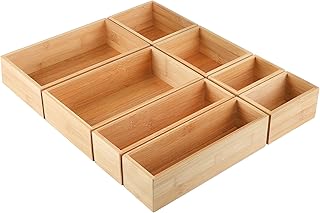 8-Piece Bamboo Drawer Organizer Set for Utensils