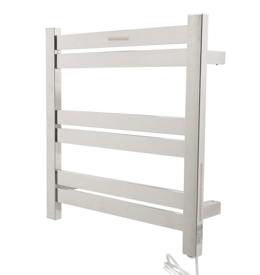 Starling 6-Bar Wall Mounted Polished Chrome Towel Warmer  Energy Efficient 80W Electric Plug in Heated Towel Rack for Bathroom  Stainless Steel Towel Heater Rail Quick Towel Dryer  TW-AZ025CH