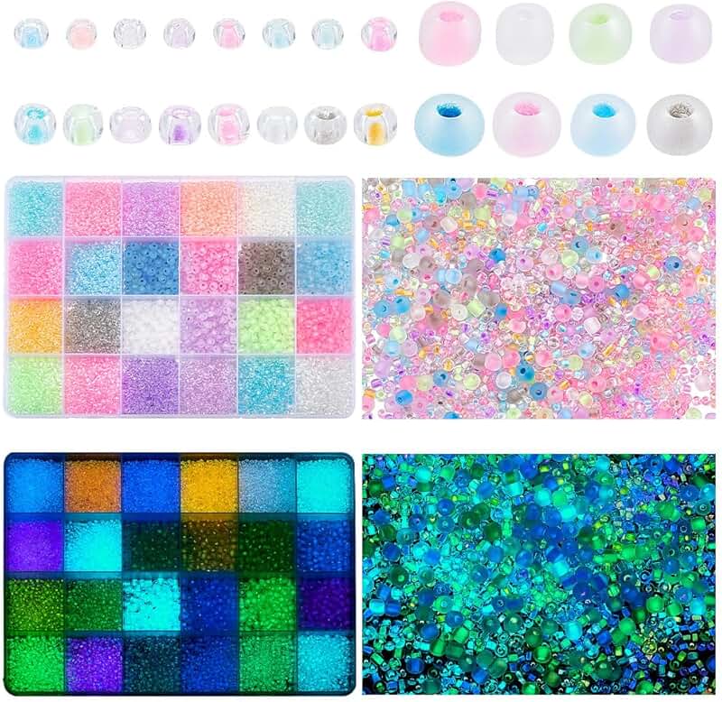 11581 Glow-in-the-Dark Glass Seed Beads in 24 Styles