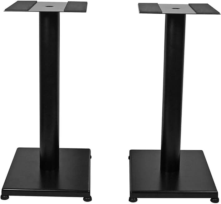 Pair of 21-Inch Steel Bookshelf Speaker Stands with Cable Management