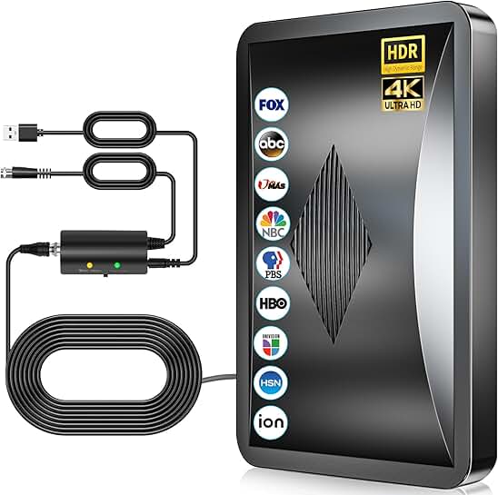 Indoor TV Antenna with 2800+ Miles Range and Signal Booster
