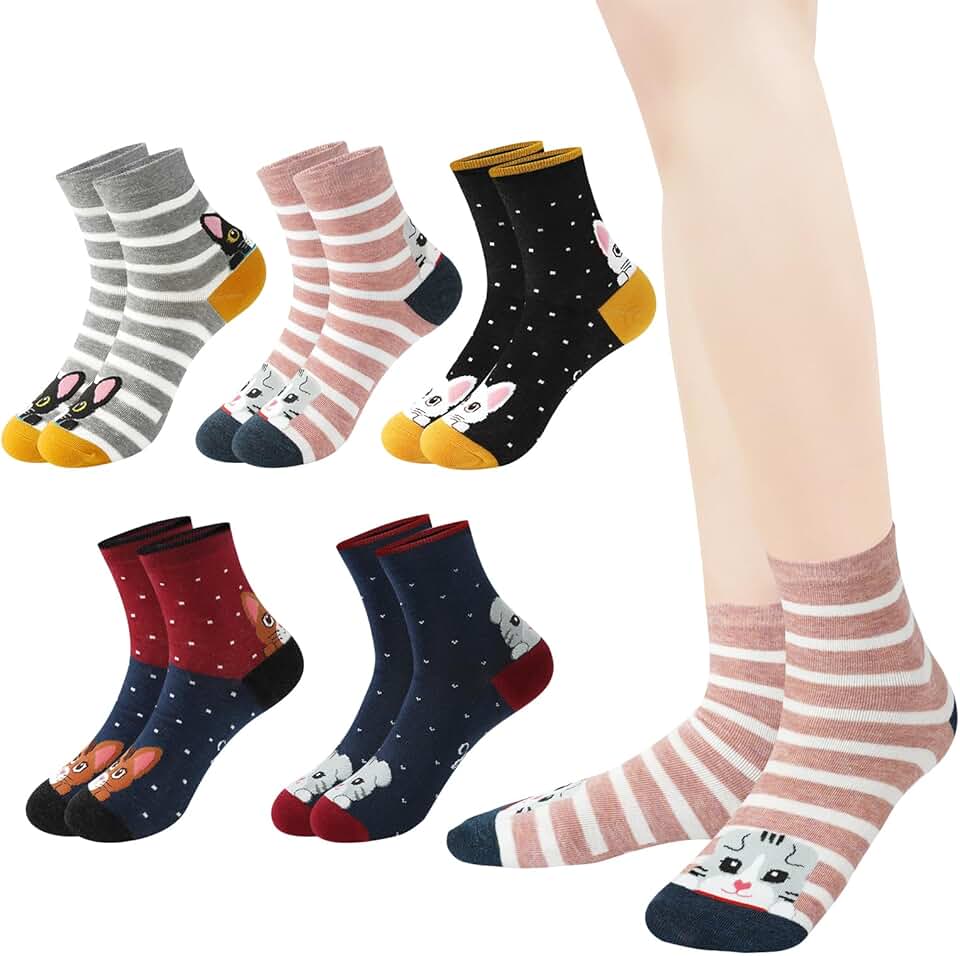 Funny patterned casual crew socks for women