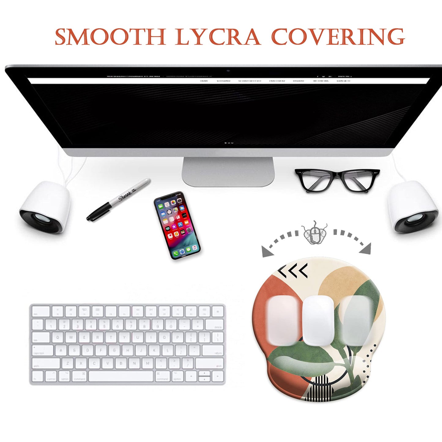 Ergonomic Mouse Pad with Wrist Support Gel Mouse Pad with Wrist Rest, Comfortable Computer Mouse Pad for Laptop, Pain Relief Mousepad with Non-Slip Rubber Base, 9 x 10 in,Modern Abstract
