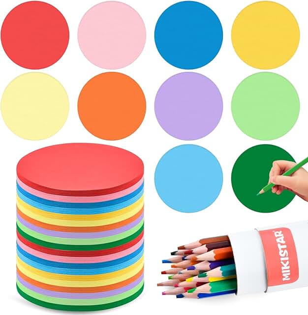 1000 Round Color Paper Cutouts for Crafts and Decor