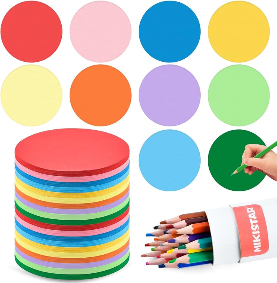 1000 Round Color Paper Cutouts for Crafts and Decor