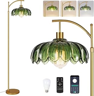 Gold Dimmable Glass Floor Lamp with Remote