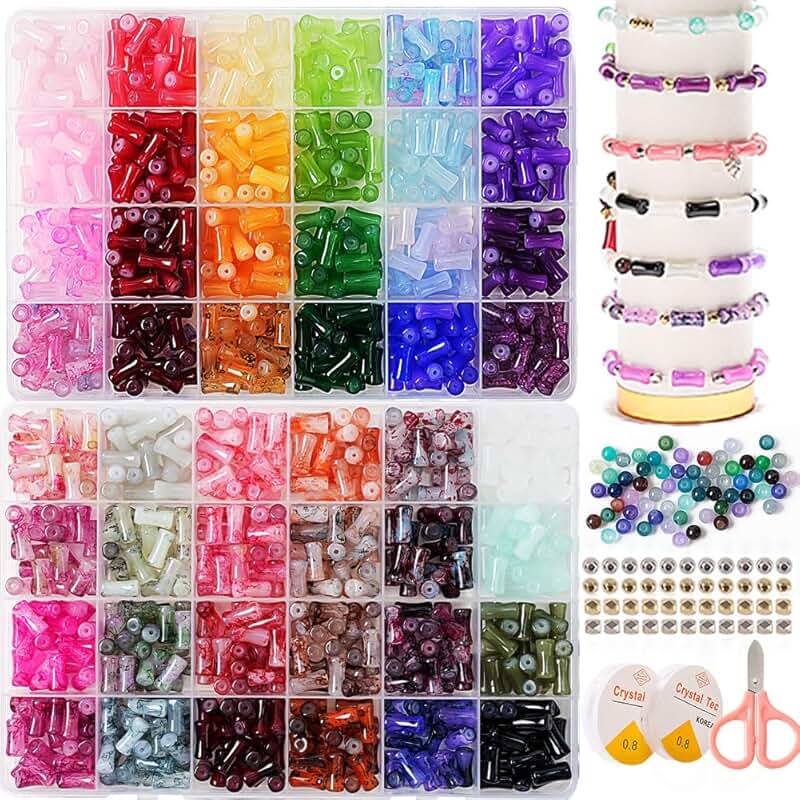 Bamboo Shape Glass Beads, 6x12mm, 48 Colors