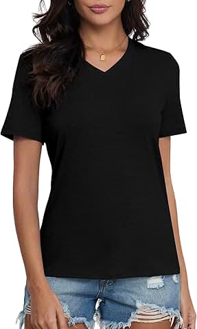 Women's V-Neck Short Sleeve Casual T-Shirt