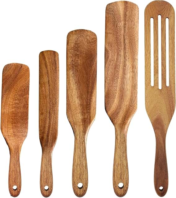 5-Piece Wooden Kitchen Utensil Set with Smooth Handles