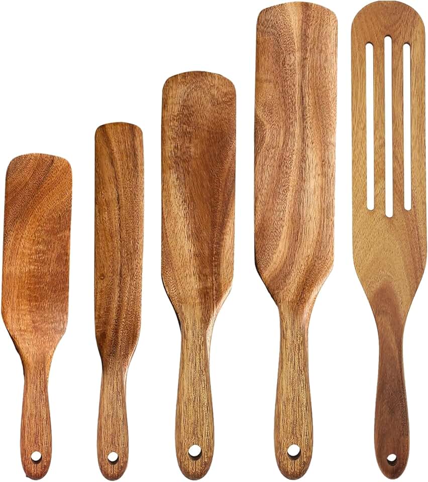 5-Piece Wooden Kitchen Utensil Set with Smooth Handles
