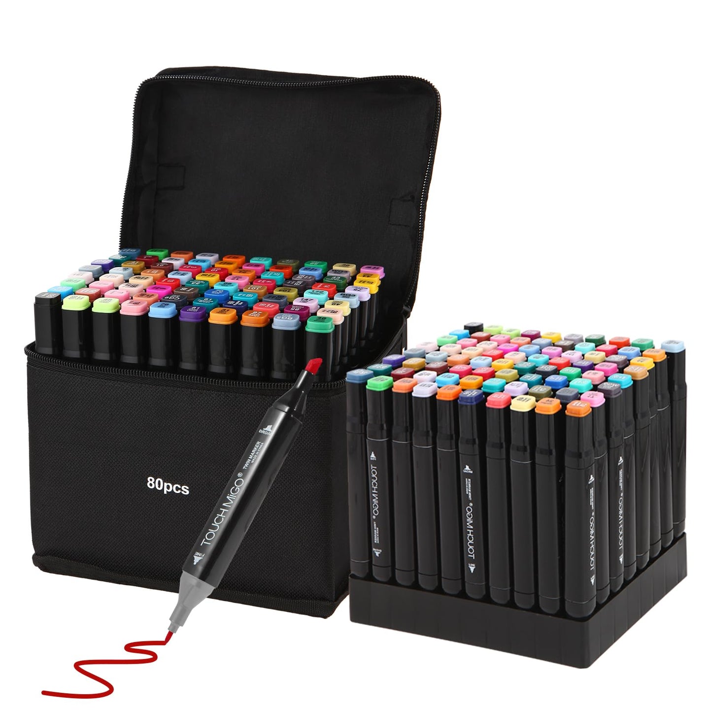 80 Colors Dual Tip Alcohol Markers Set with Carrying Case