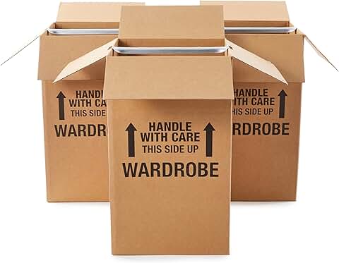 Set of 3 Brown Clothing Moving Boxes with Bar