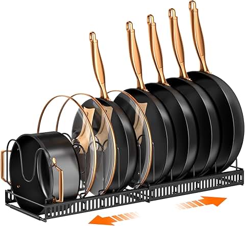 Expandable Pot and Pan Organizer Rack for Cabinets