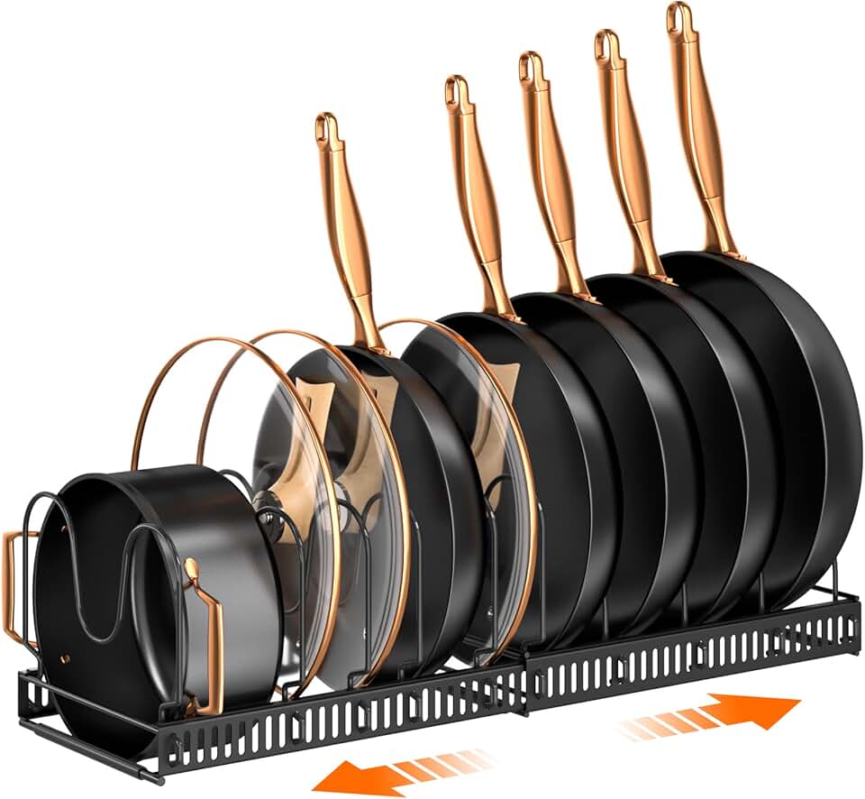 Expandable Pot and Pan Organizer Rack for Cabinets