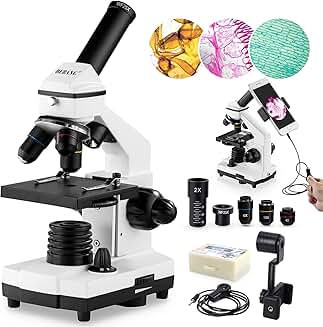 Microscope for Kids and Adults, 100X-2000X with Slides