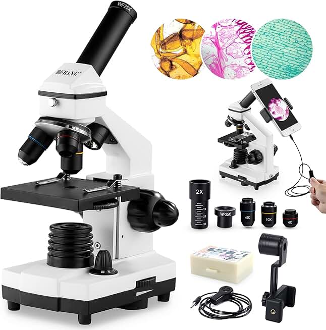 Microscope for Kids and Adults, 100X-2000X with Slides