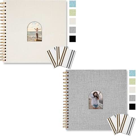 8x8 Inch Linen Scrapbook Album with Arch Window