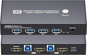 HDMI Splitter 1 in 4 Out and 2 Port KVM Switch